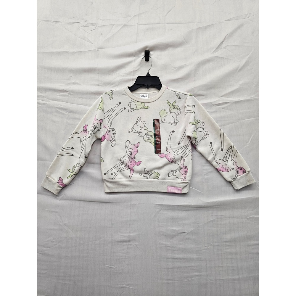 Disney‎ Girls Bambi Pullover Sweatshirt White Poly Blend Casual Size Medium 8